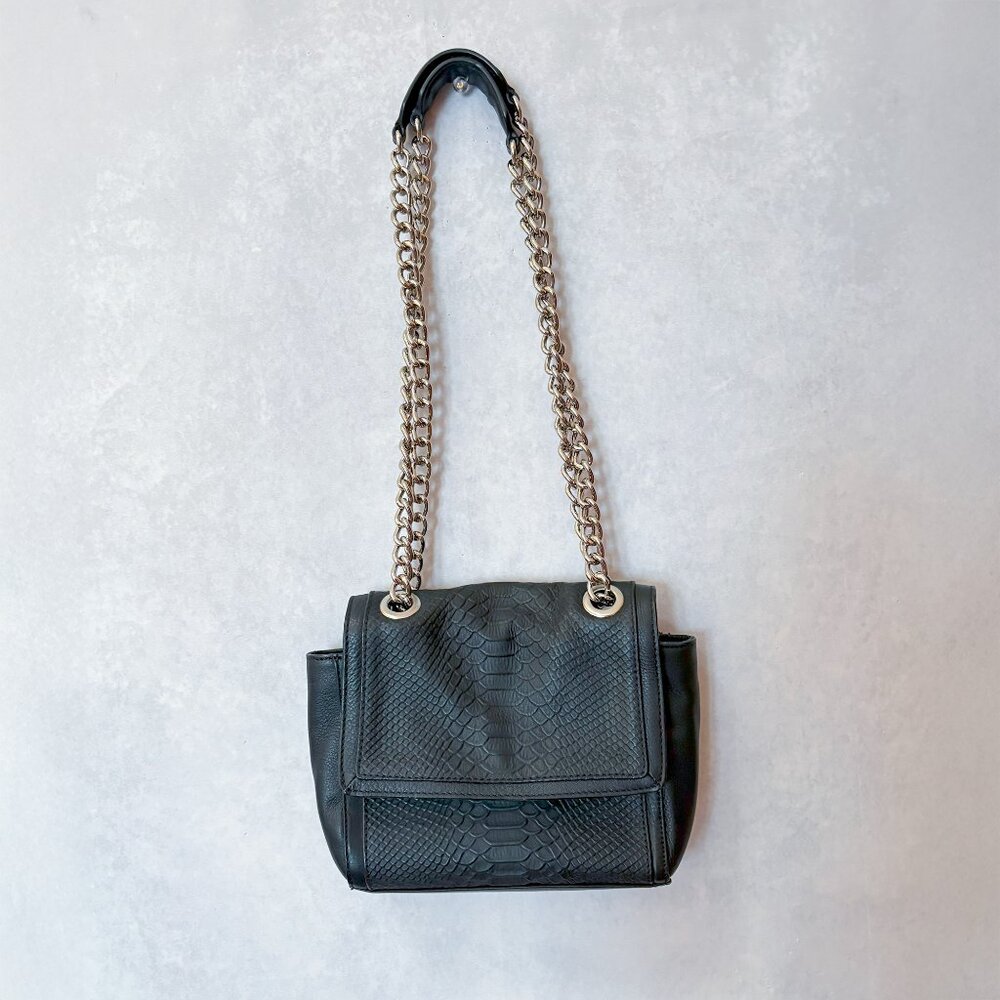 Audrey Brooke Crossbody Purse Genuine Leather Bag Black Mini